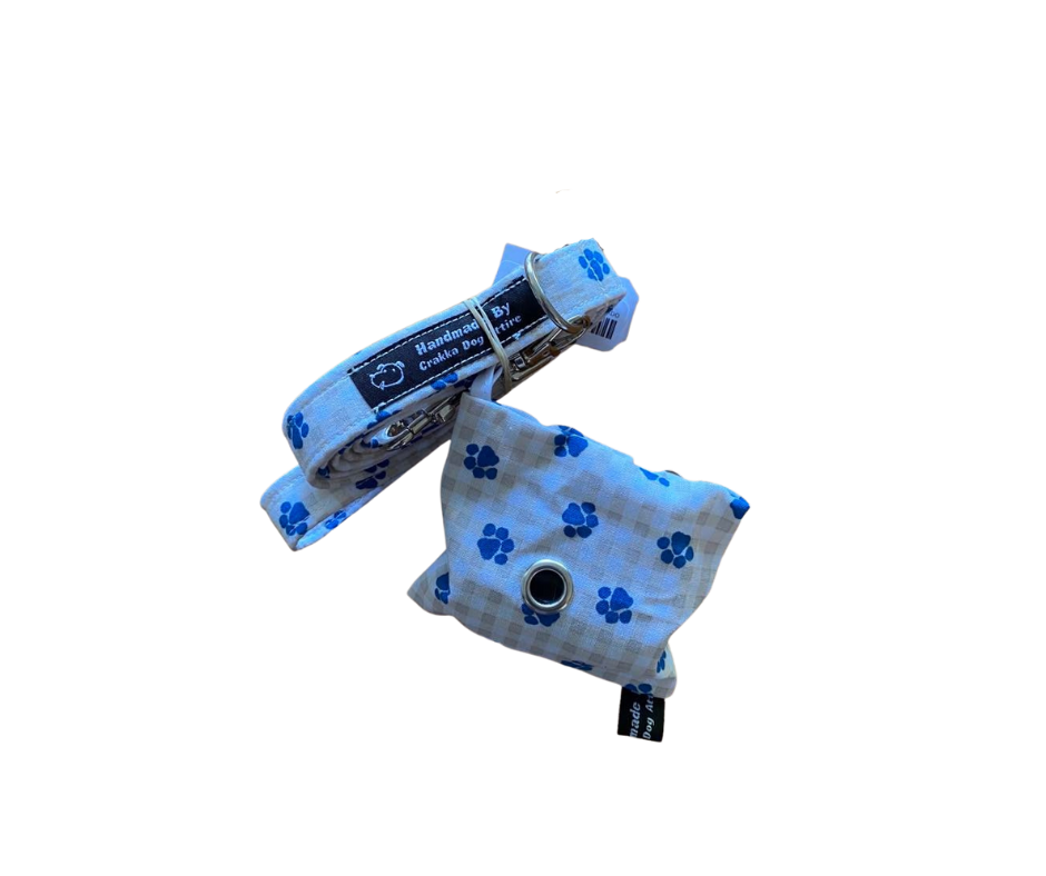 Hand made Crakka Dog Attire lead and clip on poop bag set