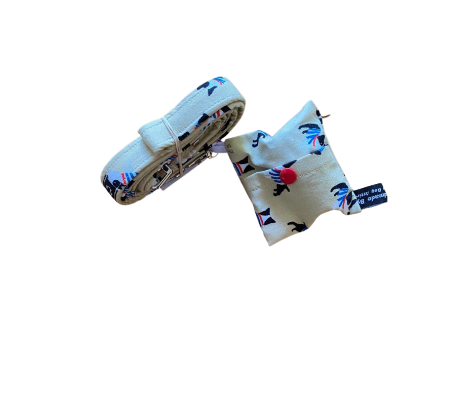 Hand made Crakka Dog Attire lead and clip on poop bag set