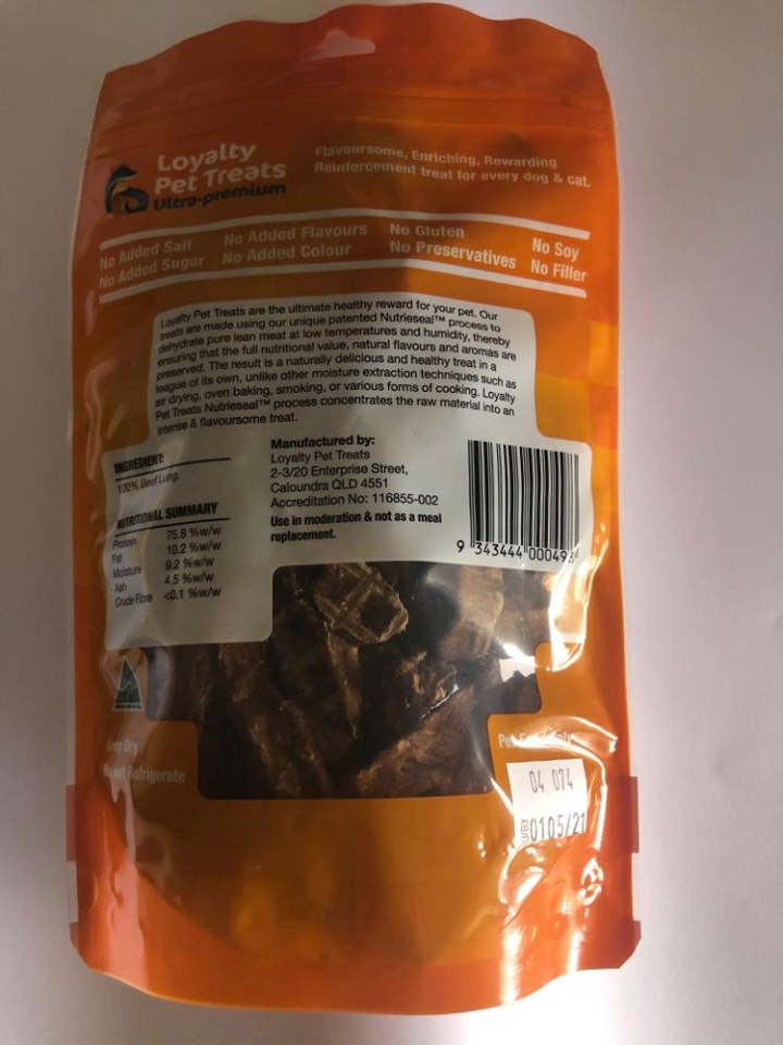 Loyalty Pet Treats 100g Beef Sensations 100% Australian Beef