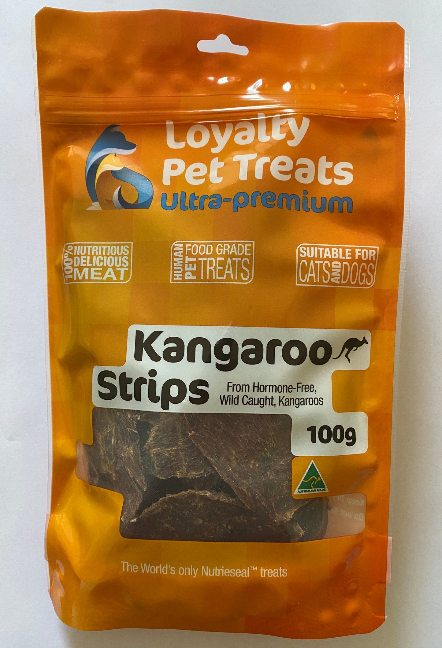 Loyalty Pet Treats 100g Kangaroo Strips 100% Australian Kangaroo