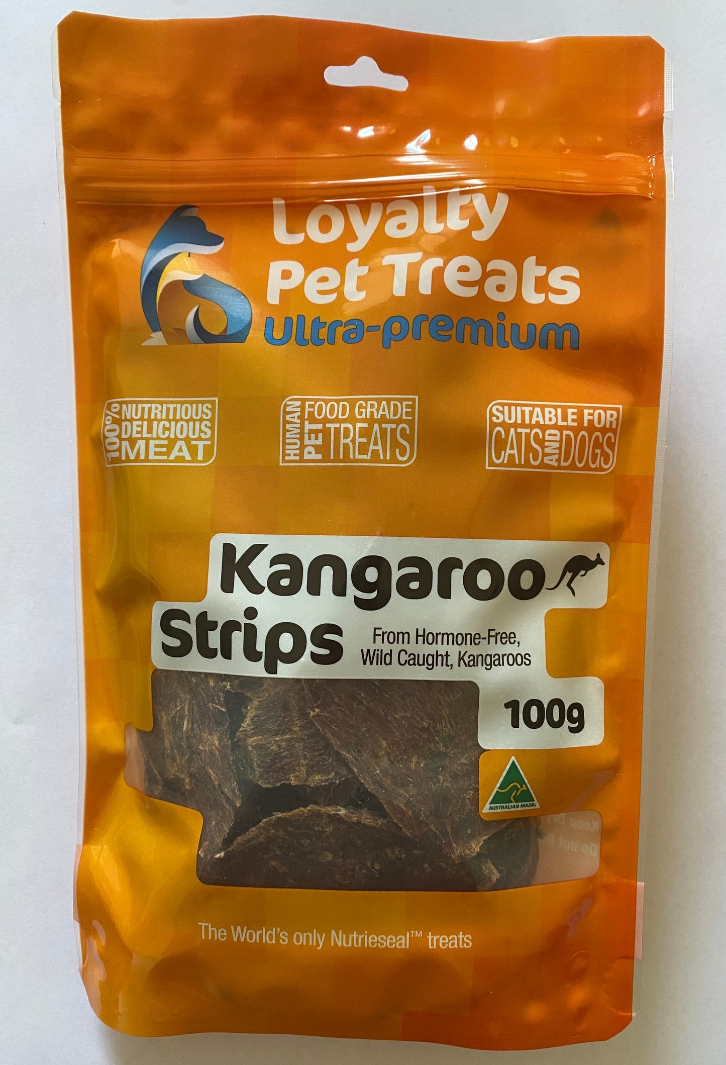 Loyalty Pet Treats 100g Kangaroo Strips 100%  Australian Kangaroo