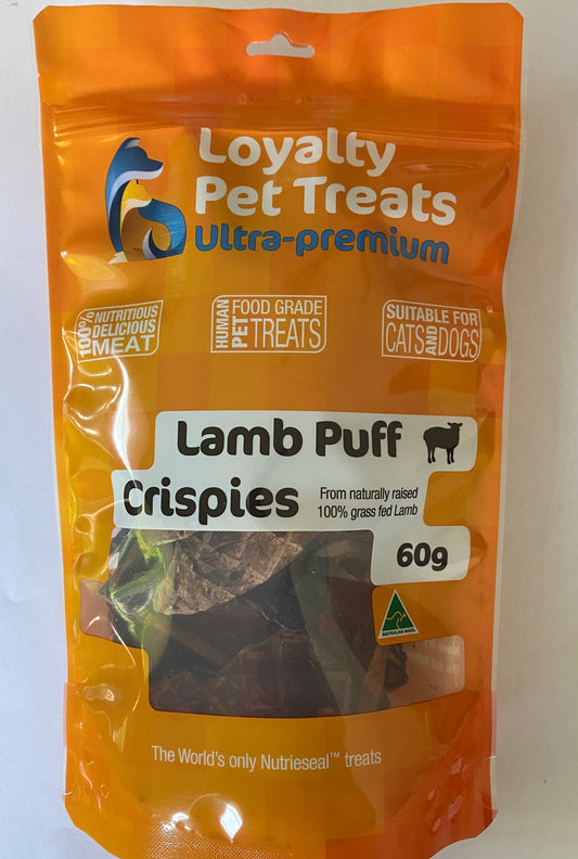 Loyalty Pet Treats Lamb Puff Crispies 60g 100%  Australian Lamb