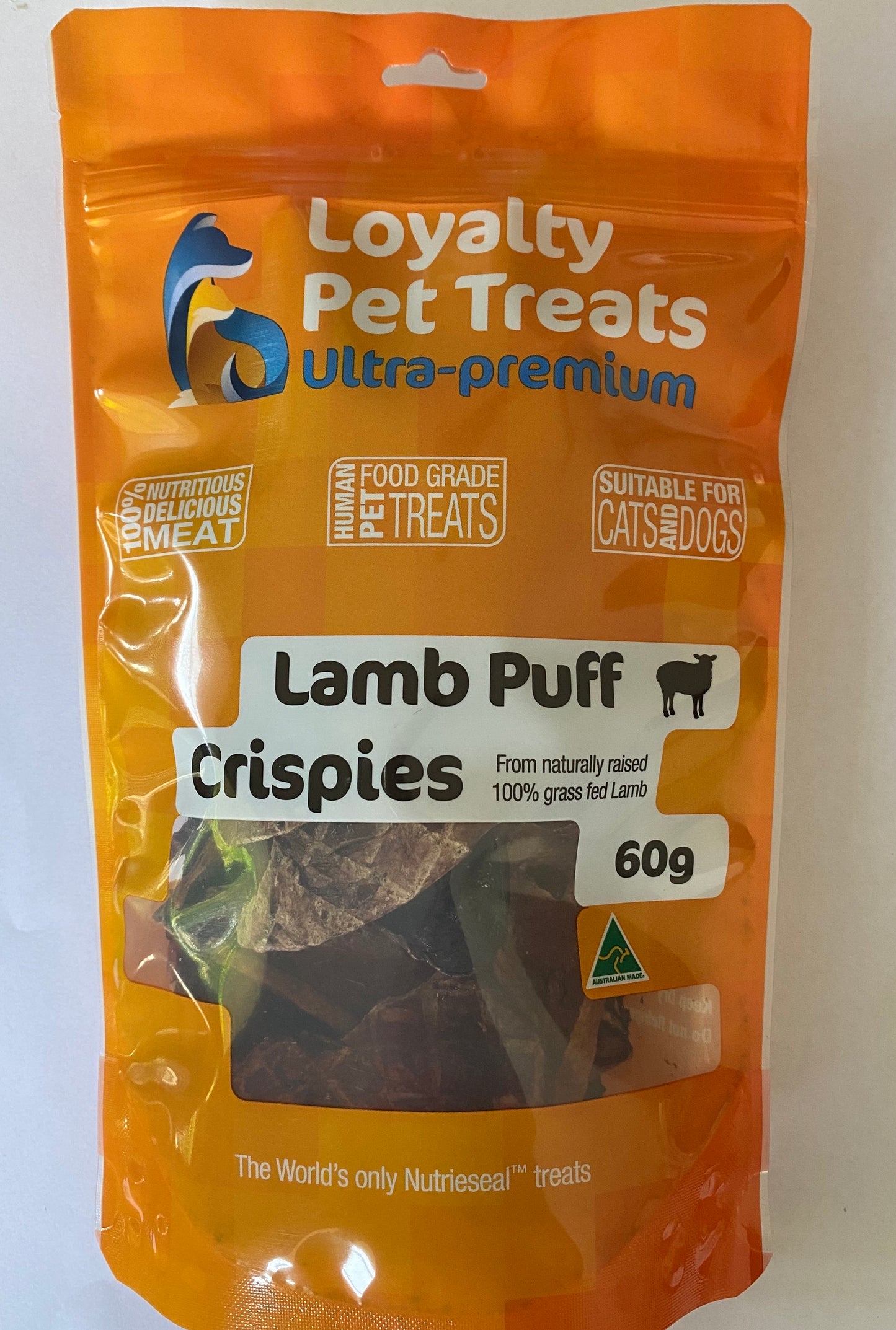Loyalty Pet Treats Lamb Puff Crispies 60g 100%  Australian Lamb
